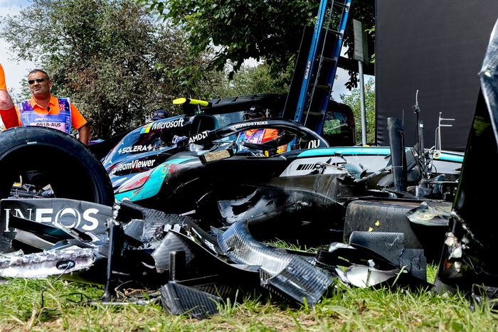 Car of Andrea Kimi Antonelli, Mercedes after his crash