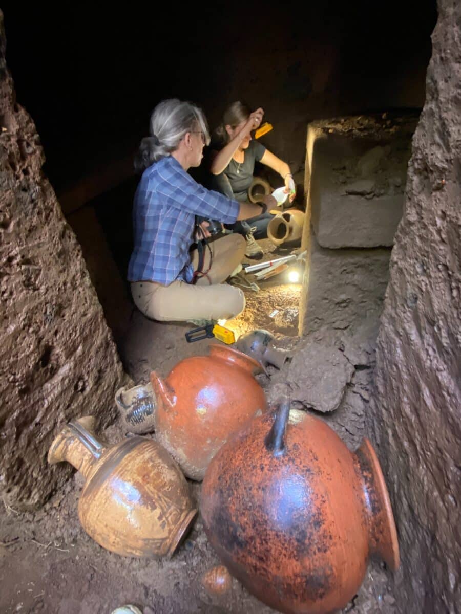 Co Principal Investigator Jamie Aprile, Ph.d., And Another Researcher Carefully Remove Intact Pots From The Etruscan Tomb