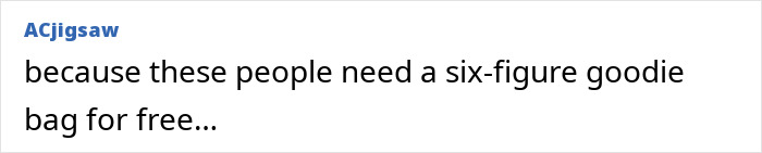 Text excerpt about the jaw-dropping $346K Oscars gift bag for nominees displayed on a plain background.