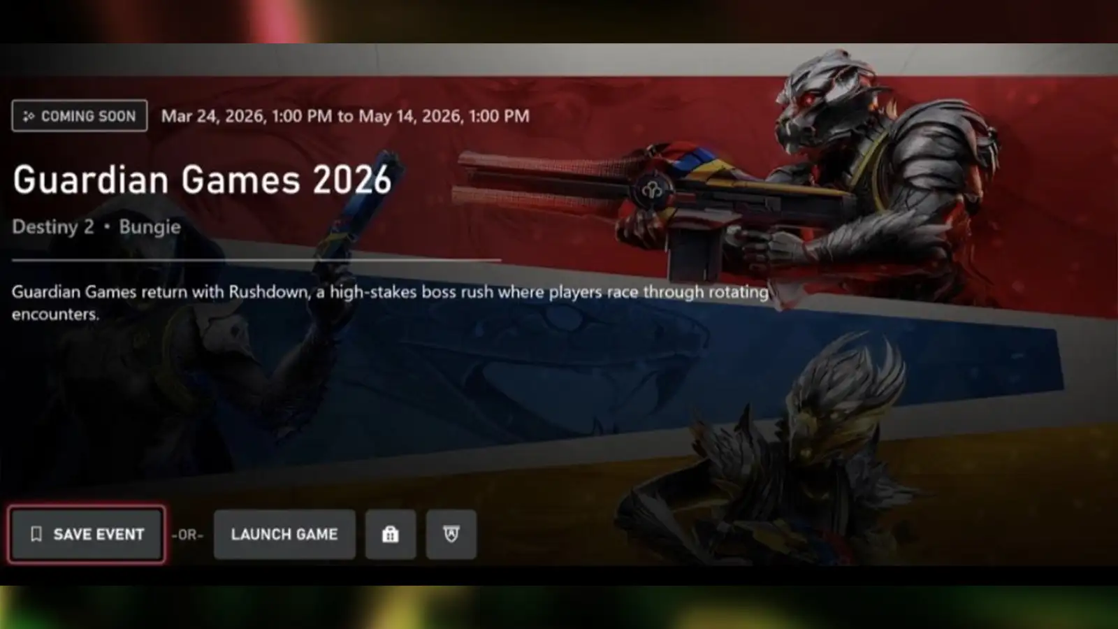 Destiny 2 Leak Reveals Guardian Games 2026 Armor, Schedule, and Weapons