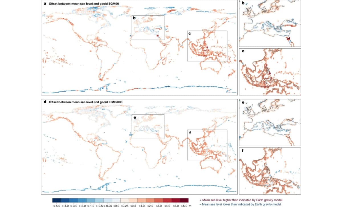 Difference Between Coastal Sea Level Height And Most Used Geoids Across The Globe