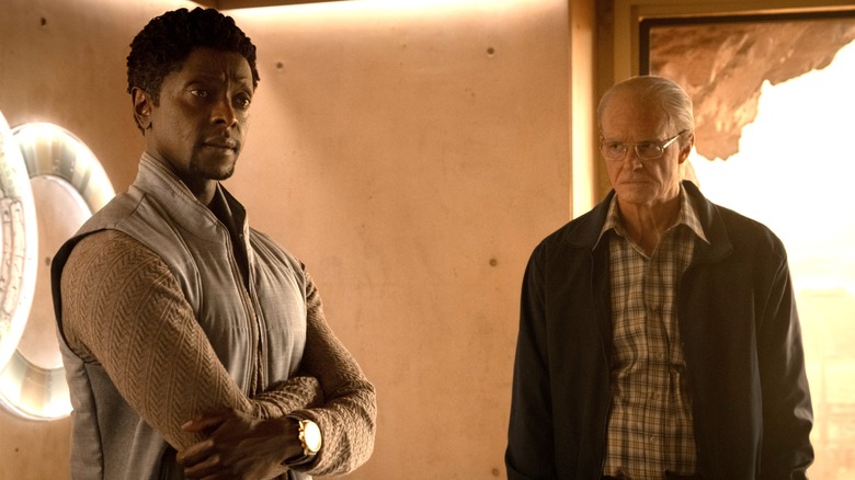 Ed Baldwin looking quite angrily at Dev Ayesa in his Martian compound in For All Mankind