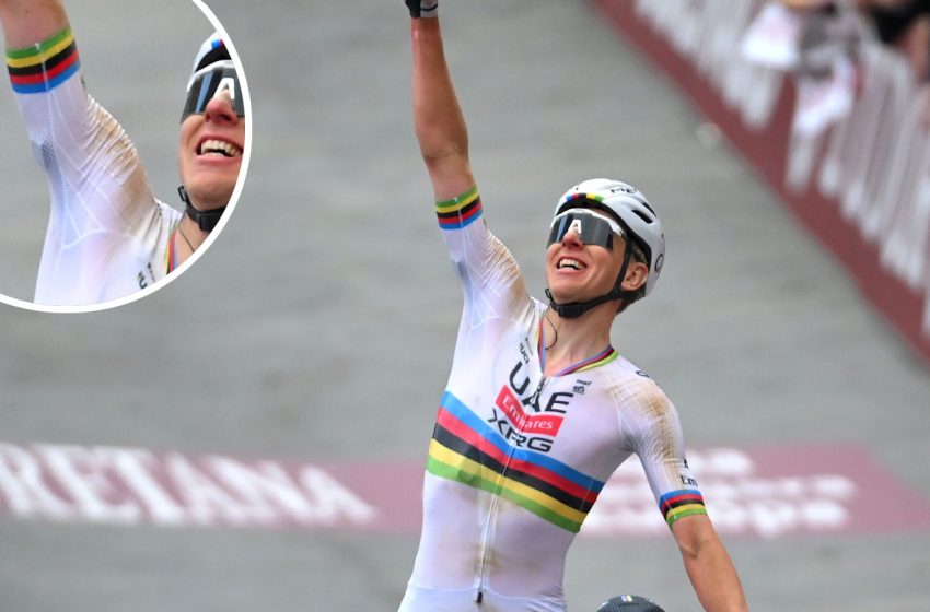  What was the strange black arm sensor worn by Tadej Pogačar at Strade Bianche?