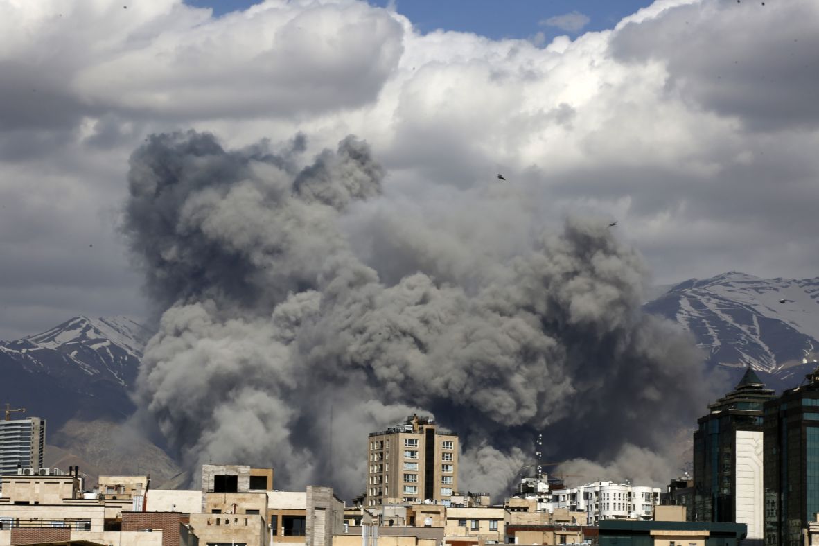 Smoke rises above Tehran after the city was targeted by US and Israel airstrikes on March 1.