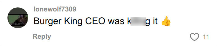 Comment on social media mentioning Burger King CEO biting Whopper, sparking comparisons to McDonald's CEO viral incident. Comment on social media mentioning Burger King CEO biting Whopper, sparking comparisons to McDonald's CEO viral incident.
