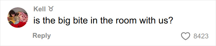 Comment reading is the big bite in the room, referencing video of Burger King boss biting into Whopper sparking comparisons. Comment reading is the big bite in the room, referencing video of Burger King boss biting into Whopper sparking comparisons.