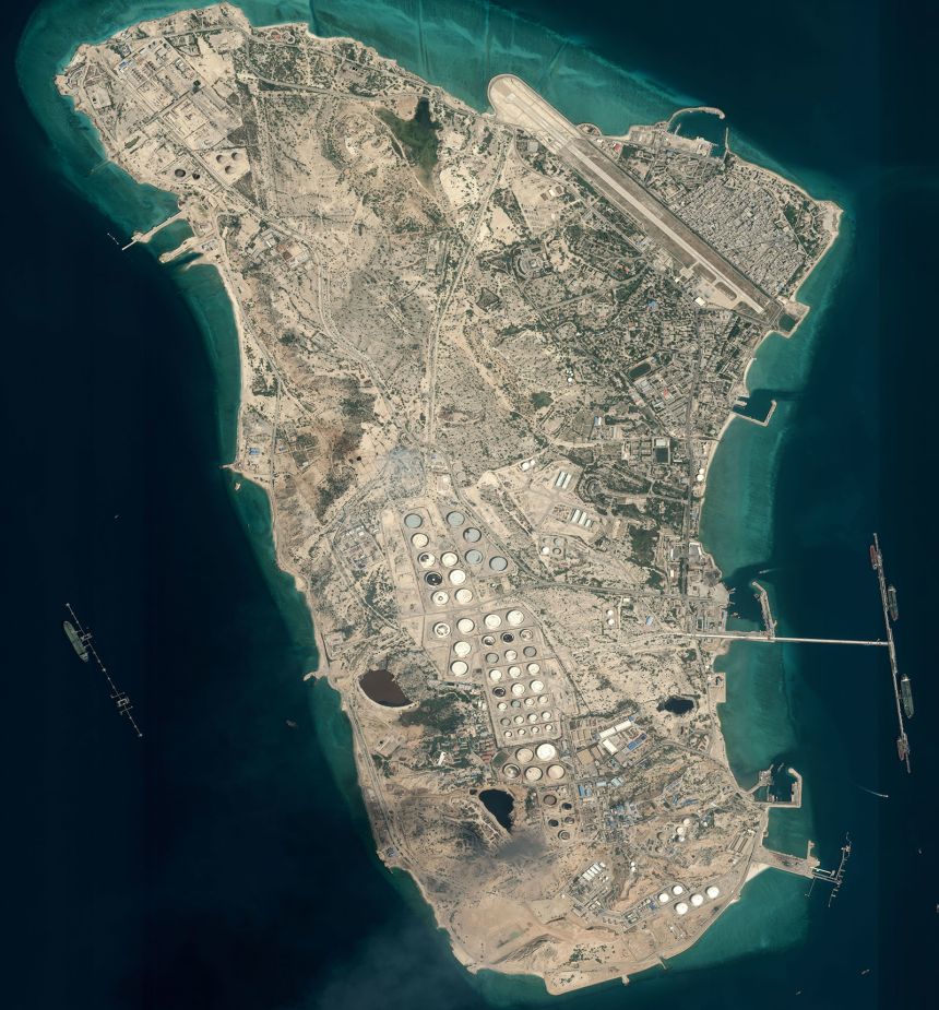 This satellite image shows Iran's Kharg Island on March 11, 2026, prior to US strikes on the island.