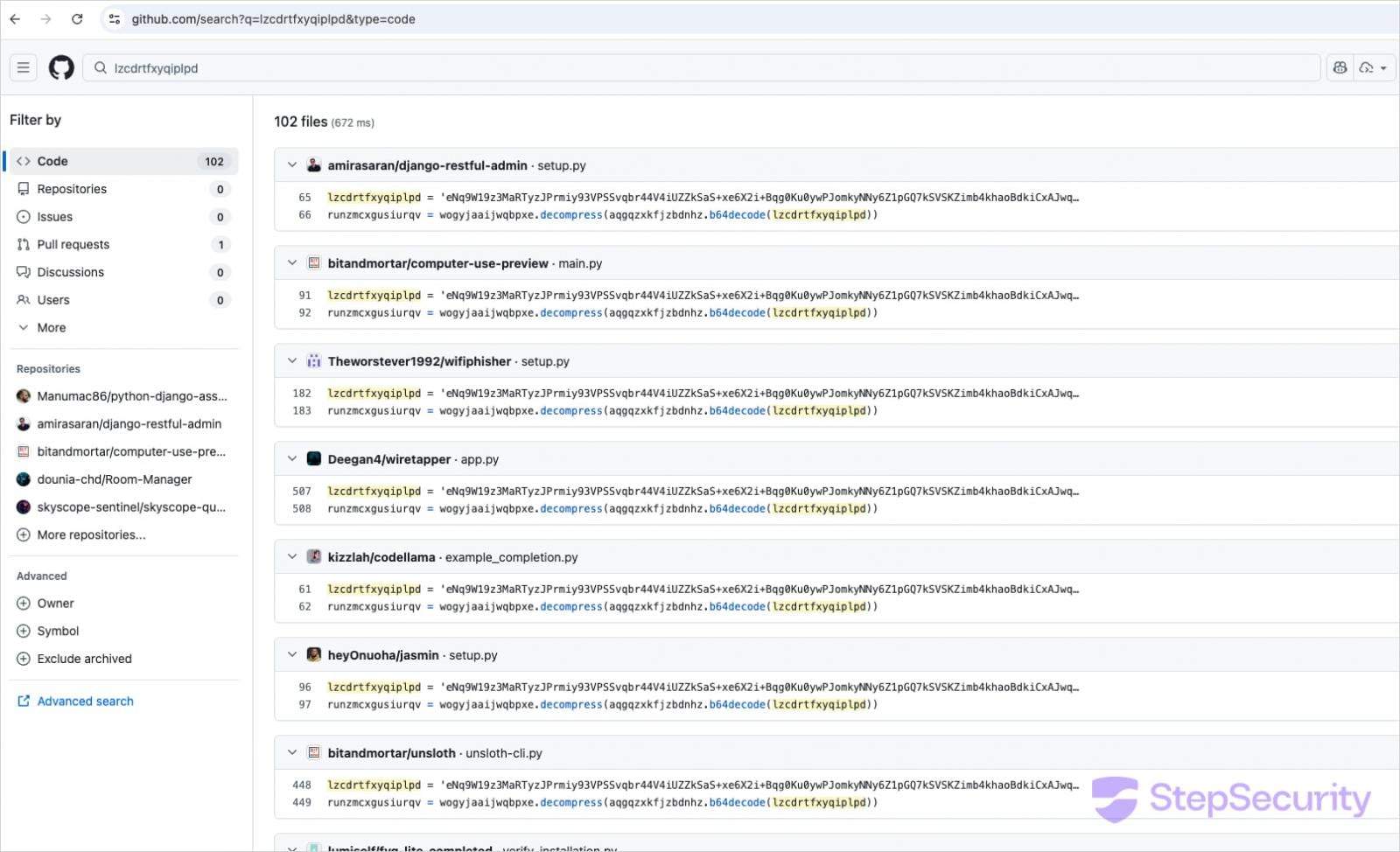Malicious GitHub files