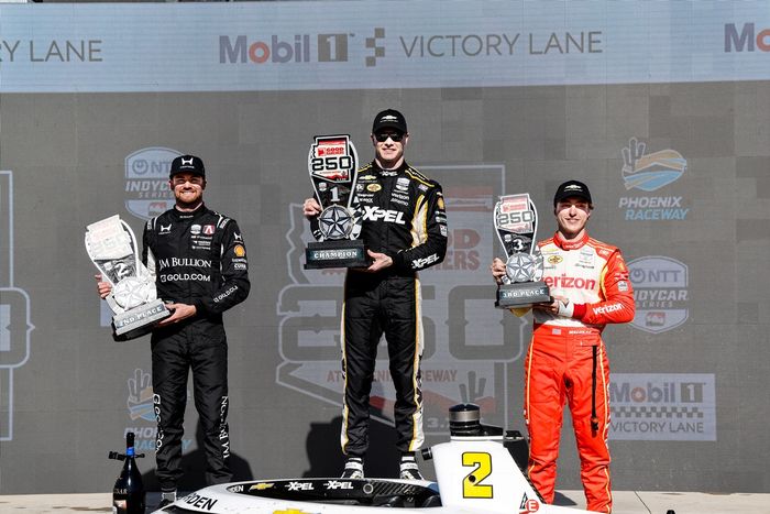 Kyle Kirkwood, Andretti Global w/ Curb-Agajanian, Josef Newgarden, Team Penske, David Malukas, Team Penske