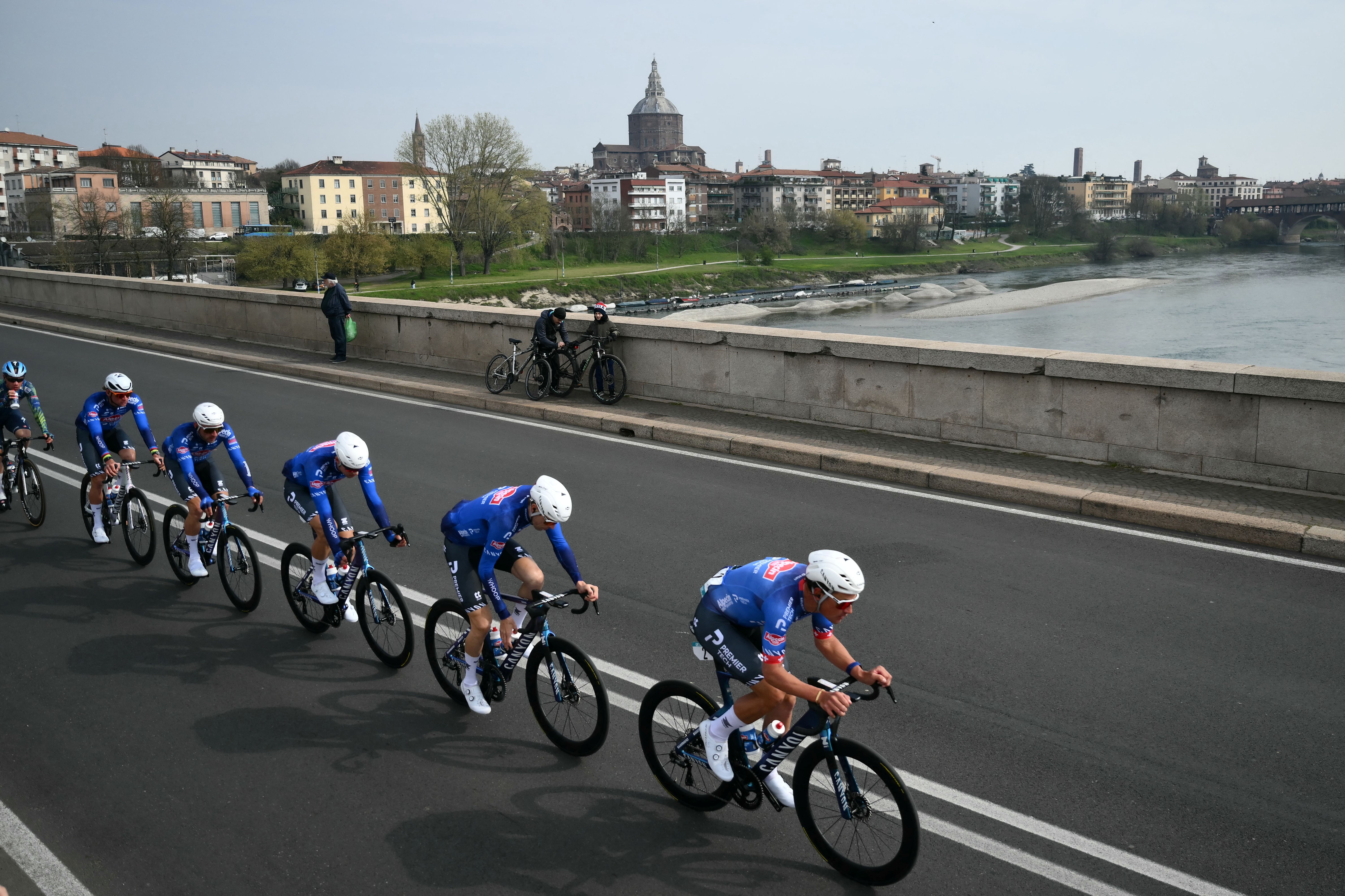 Silvan Dillier leading the peloton at Milan-San Remo 2026
