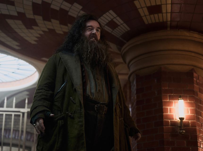Nick Frost takes on the role of Hagrid, the gruff-voiced, warm-hearted groundskeeper.
