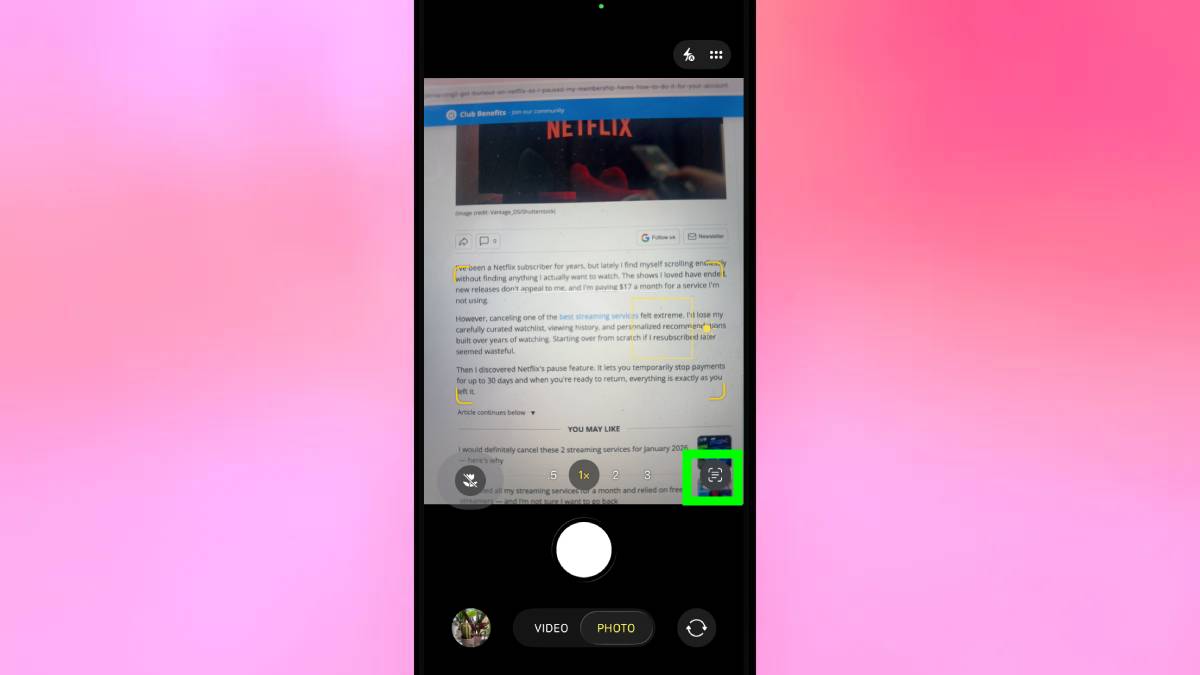 Live Text highlighted on iPhone