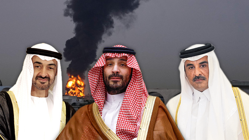 UAE President Mohammed bin Zayed, Saudi Crown Prince Mohammed bin Salman and Emir of Qatar Tamim bin Hamad Al Thani 