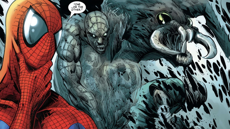 Spider-Man is seen alongside depictions of The Other in a panel from Marvel Knights Spider-Man #22