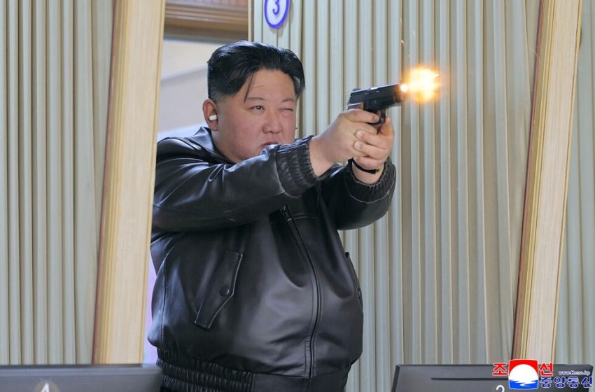  North Korean leader Kim Jong Un tests new pistols with teenage daughter