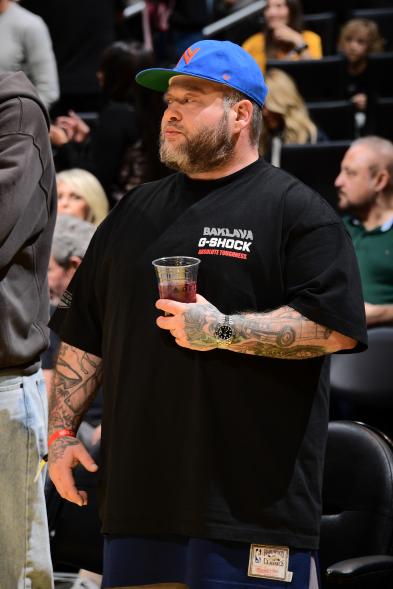 Action Bronson attends a game between the Los Angeles Lakers and the New York Knicks.