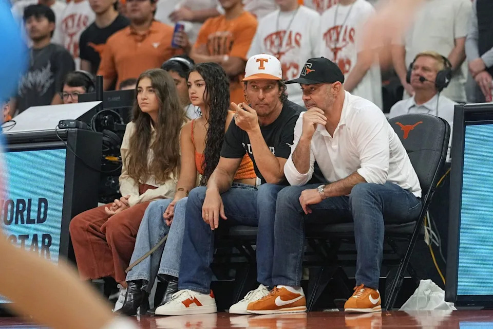 Matthew McConaughey at a UT women's basketball game with his daughter Vida in February 2026.Credit: Getty Images