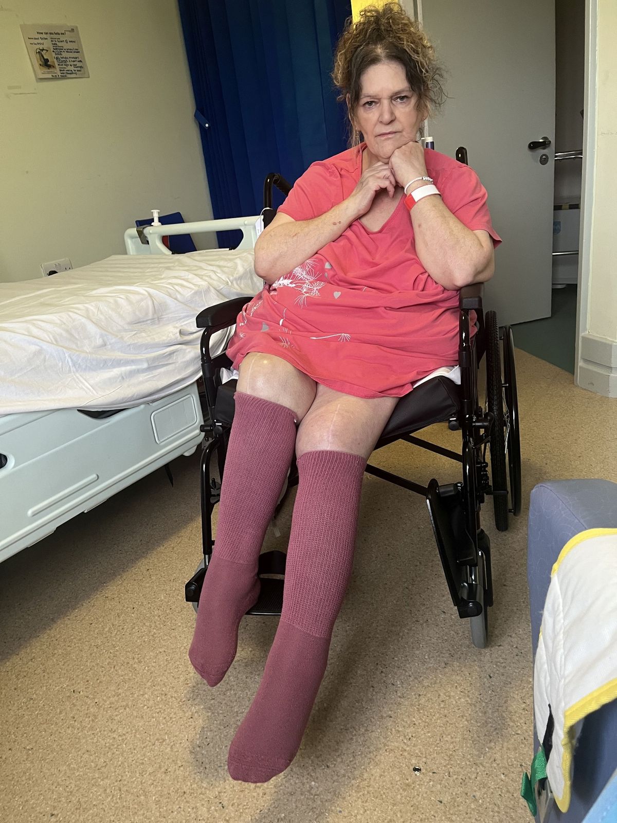 Carol in a wheelchair