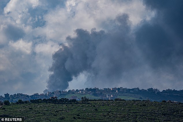 Smoke billows after an Israeli strike in Bint Jbeil, southern Lebanon, on Wednesday. Lebanon is not part of the ceasefire