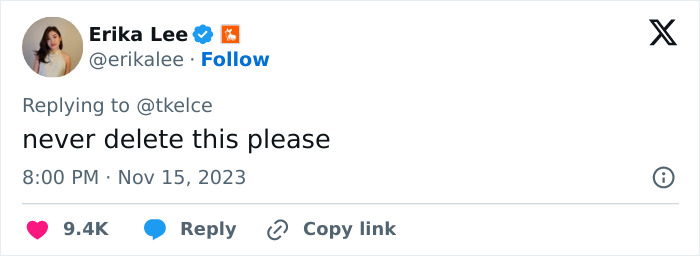 Tweet reply saying never delete this please, highlighting NASA’s reply to Travis Kelce’s 16-year-old tweet trending online.