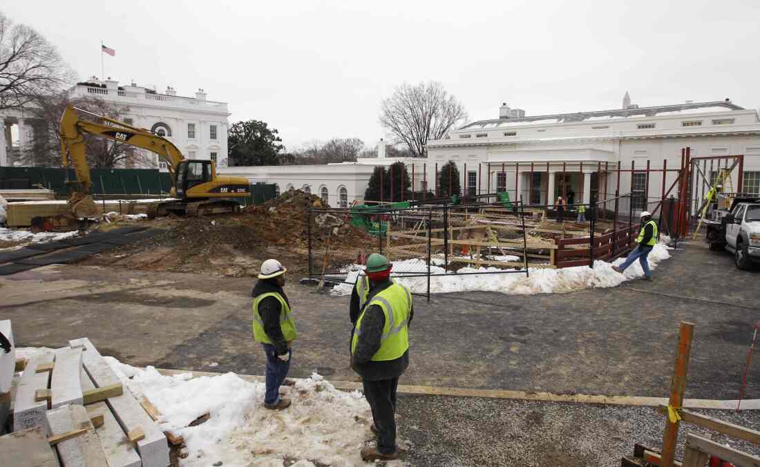 A digging project near the West Wing, pictured in Jan. 2011, looked to many like bunker business.