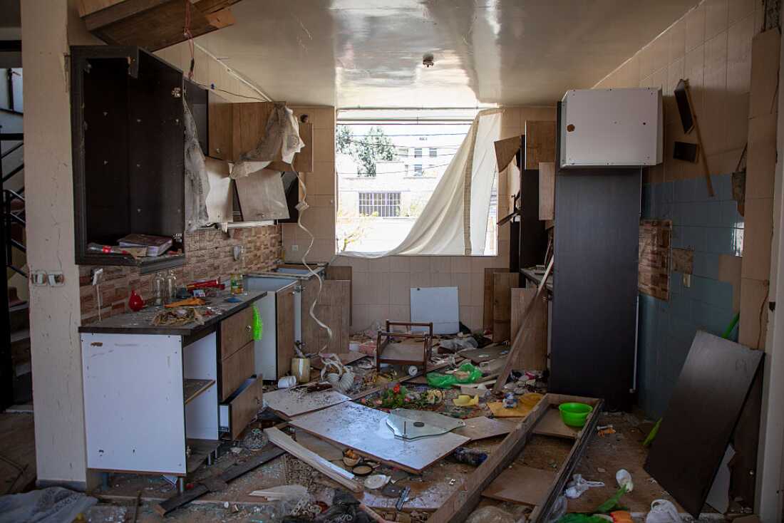 The interior of a residential building that was damaged by recent strikes at Vahdat town on April 3, 2026 in Karaj, southwest of Tehran, Iran.