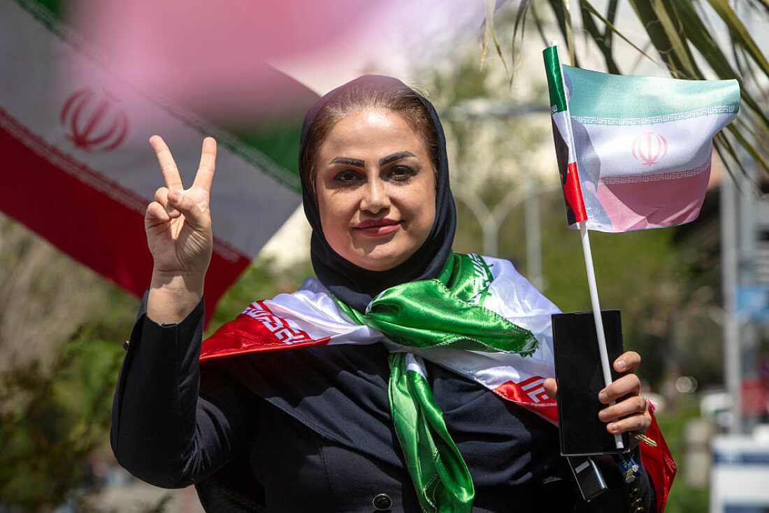 Doctors and medical staff hold a demonstration regarding recent attacks on hospitals on April 6, 2026, in Tehran, Iran.