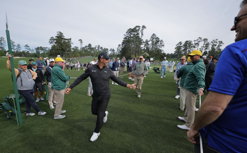 Gary Woodland walks during a practice round at Augusta National on Tuesday.