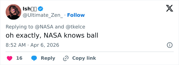 Screenshot of a tweet replying to NASA, mentioning NASA’s reply to Travis Kelce’s 16-year-old tweet going viral.