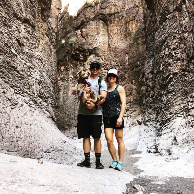 Christina Koch with her husband and dog. 