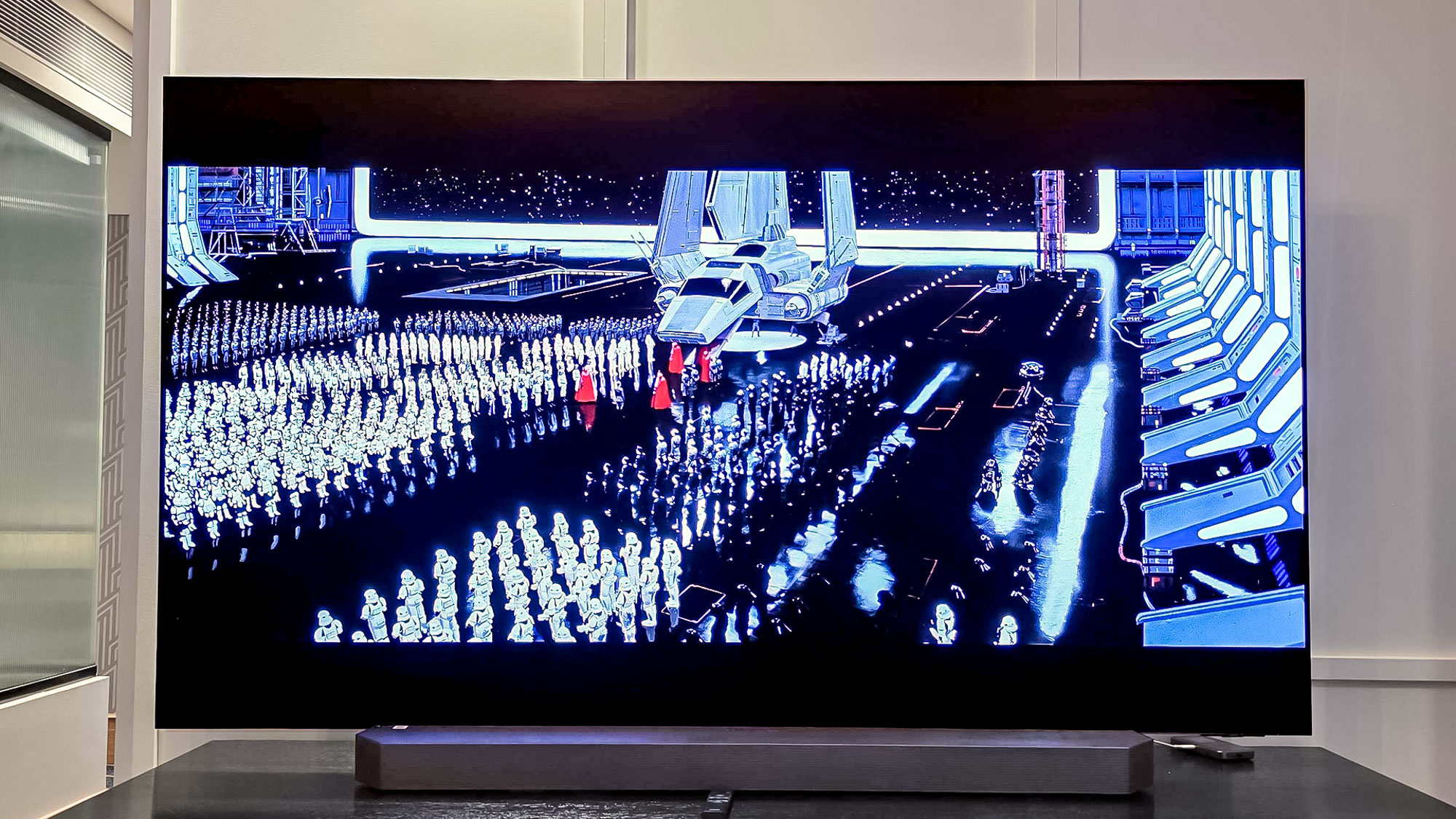 Samsung S95F OLED TV on table