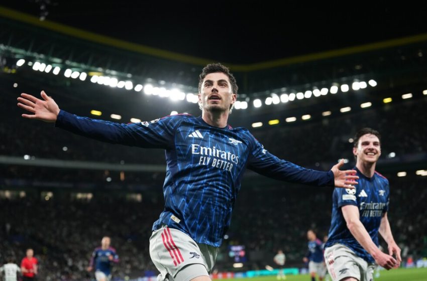  Arsenal beats Sporting Lisbon on Havertz’s late goal in Champions League quarterfinals