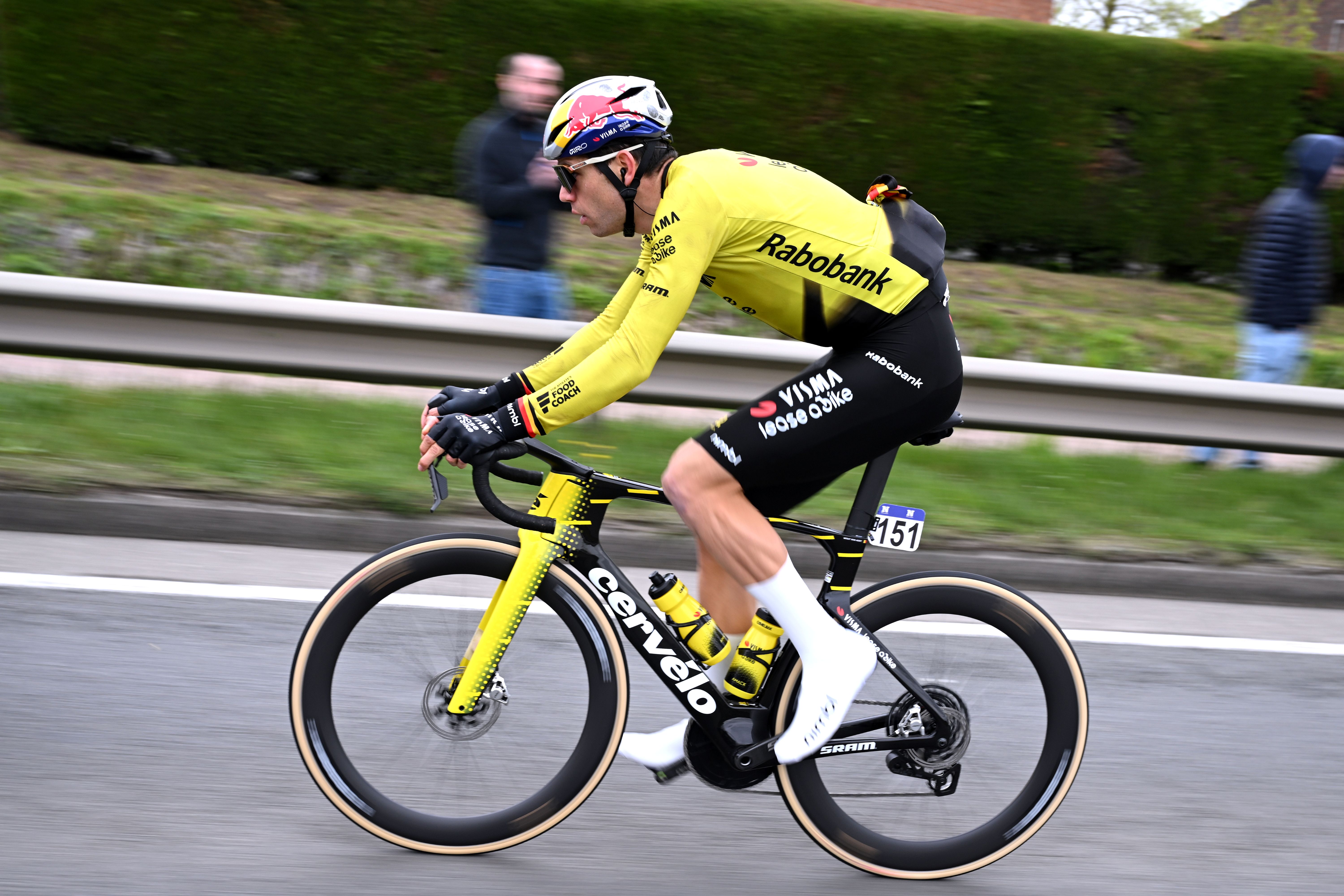 OUDENAARDE, BELGIUM - APRIL 05: Wout van Aert of Belgium and Team Visma | Lease a Bike competes during the 110th Tour of Flanders - Ronde van Vlaanderen 2026 - Men's Elite a 278.6km one day race from Antwerp to Oudenaarde / #UCIWT / on April 05, 2026 in Oudenaarde, Belgium. (Photo by Dario Belingheri/Getty Images)