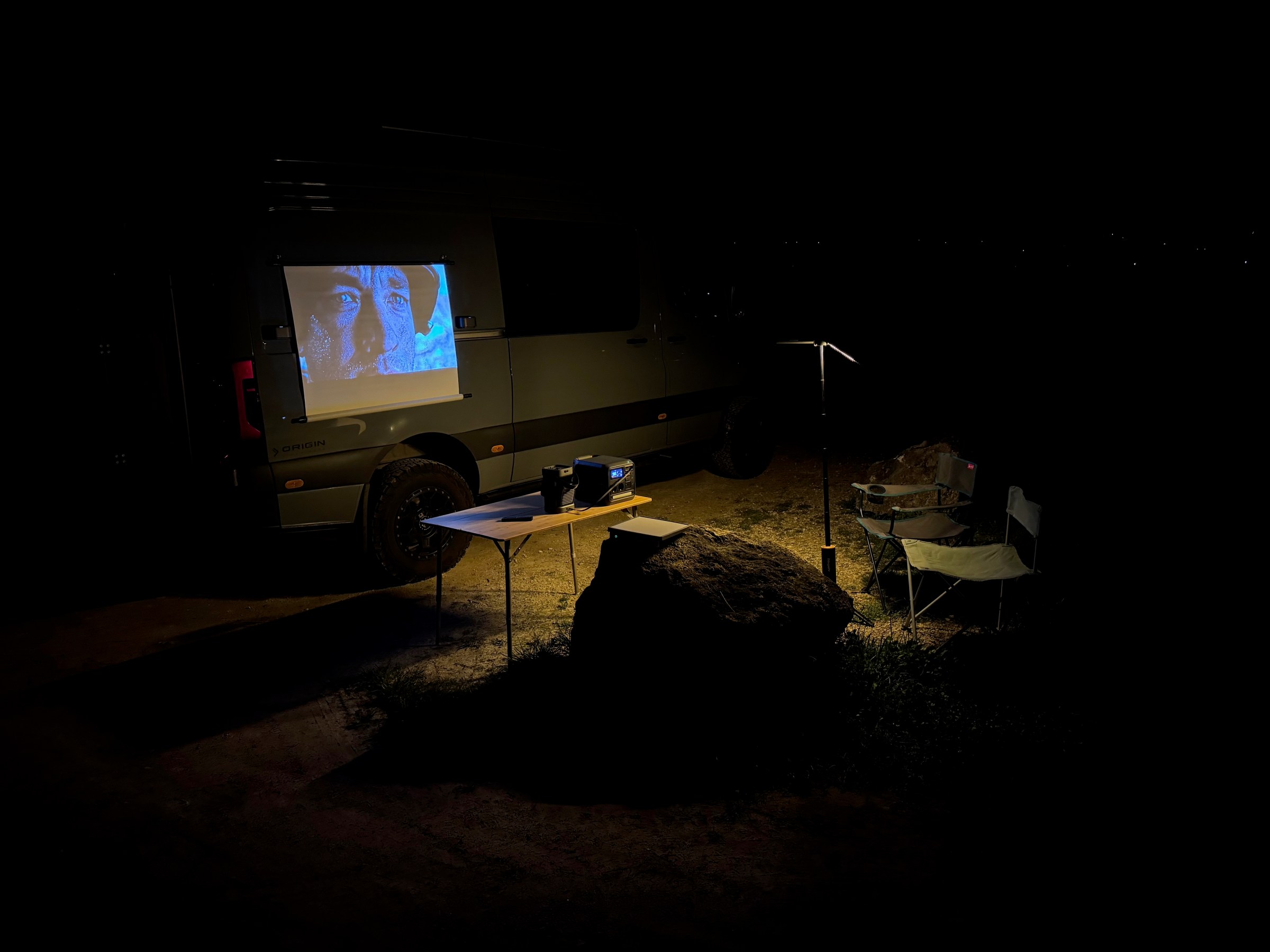 There’s something special about outdoor movie nights in the middle of nowhere. But needing a giant battery to power the projector kind of stinks.