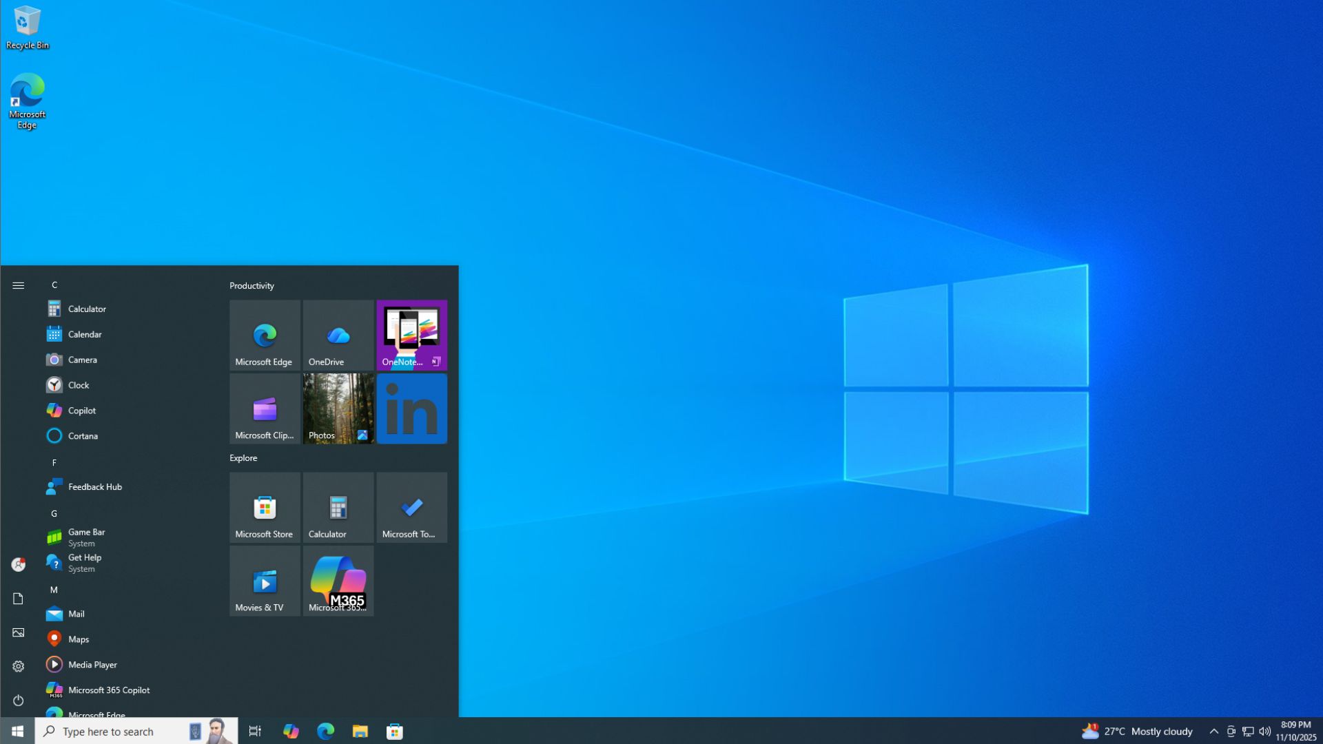 Windows 10 desktop