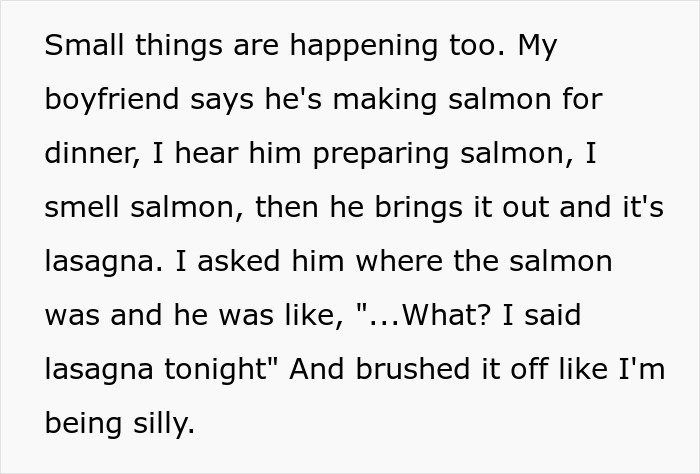 Text describing a 22-year-old imagining and hearing voices, leading to a shock and visit to the ER.