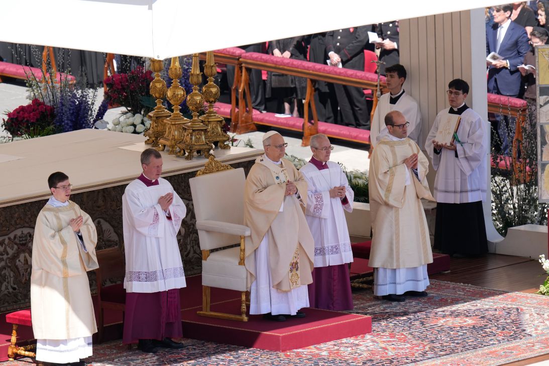 Pope Leo XIV presides over Easter Mass in St. Peter's Square at the Vatican, on Sunday.