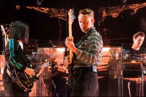 NEW ORLEANS, LA - OCTOBER 19: (L-R) Romy Madley Croft, Oliver Sim and Jamie Smith of The xx perform at Champions Square on October 19, 2017 in New Orleans, Louisiana. (Photo by Erika Goldring/Getty Images)