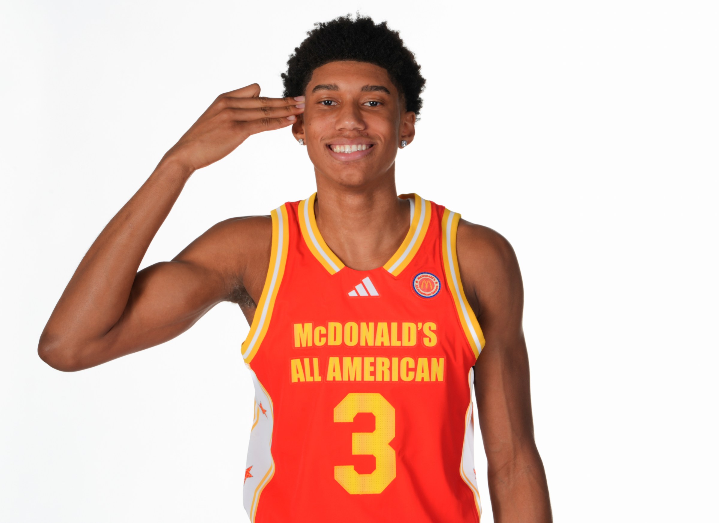 GLENDALE, AZ - MARCH 27: McDonalds High School All American forward Bruce Branch III (3) poses for a photo on portrait day for the 2026 McDonalds High School All American Games on March 27, 2026, at Renaissance Hotel at Glendale, Arizona. (Photo by Brian Spurlock/Icon Sportswire via Getty Images)