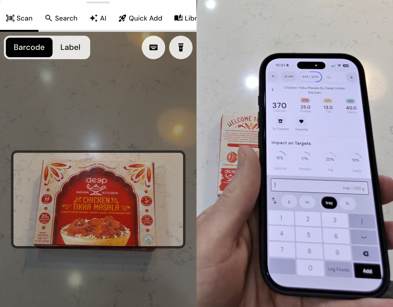 MacroFactor food logger functionality