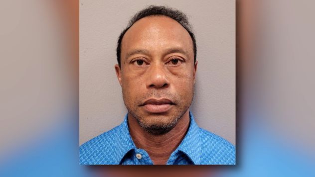 Tiger Woods' booking photo after he was arrested on suspicion of driving under the influence in Martin County, Florida.